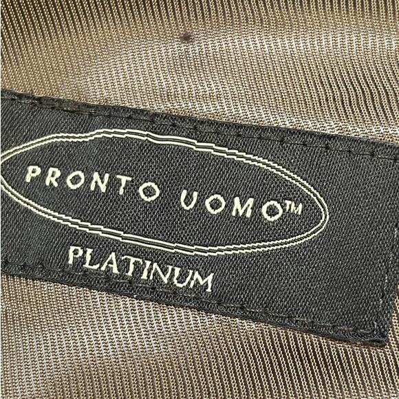 Pronto Uomo Platinum Men's Size 48L Tan Plaid 100% Wool 2 Button Blazer - Picture 2 of 7